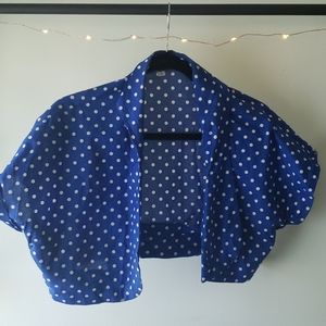 Blue and White Retro Polka-dot Bolero Shrug